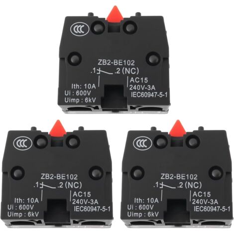 Confezione da 3 interruttori a pulsante con ripristino automatico ZB2-BE102 compatibili con interruttori normalmente chiusi Schneider