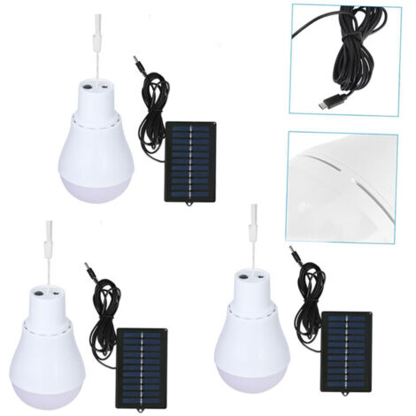 Confezione da 3 lampadine LED solari, lampadine LED, lampadine solari, luce solare per esterni, pannello solare, tipo cablato, tipo cablato
