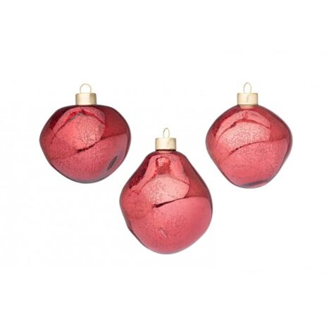 Confezione da 3 pendagli vetro Organic rosso D80 assortiti