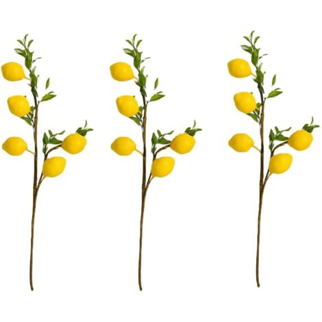 Confezione da 3 rami di limone artificiali da 19" - Bellissimi rami di limone gialli - Decorazioni per la casa, Decorazioni per le feste, Decorazioni per la fattoria, Centrotavola e decorazioni per la