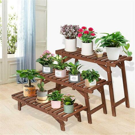 Confezione da 3 scaffali per vasi da fiori in legno per piante, scaffali per scaffali