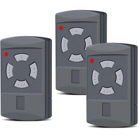 Confezione da 3 trasmettitori manuali di ricambio Hörmann per porte da garage Hörmann, 40,685 MHz, 4 canali, compatibili con HS2-40, HS4-40, HSE2-40, HSE4-40, HSM2-40, HSM4-40, pulsante grigio