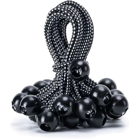 Confezione da 30 corde elastiche a sfera, 15 cm, resistenti, per teloni, tende da sole, campeggio, tende, carico, cavi e tubi, ombrelloni, tettoie (nere)