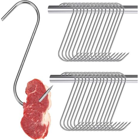 Confezione da 30 ganci a S in acciaio inox da 13 cm, ganci a S multiuso per l'utilizzo in macelli, impianti di lavorazione della carne e macellerie.