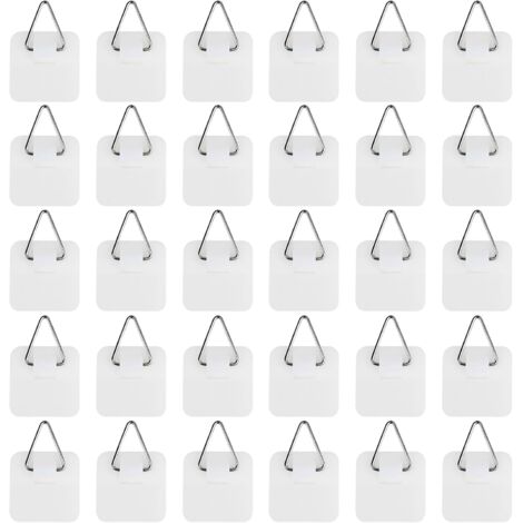 Confezione da 30 ganci autoadesivi per quadri, ganci da parete per cornici, ganci resistenti (carico massimo 5 kg), installazione facile senza attrezzi.