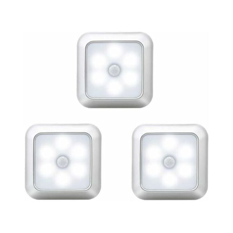 Image of Confezione da 3/5 luci notturne con sensore di movimento attivate LED bianco freddo con sensore di luce LED lampada per scale, armadi, armadi, facile
