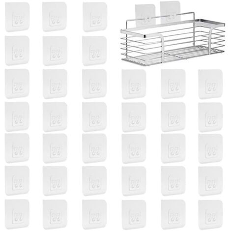 Confezione da 36 ganci adesivi trasparenti senza foratura, ultraresistenti e multifunzionali, per cucina e bagno.