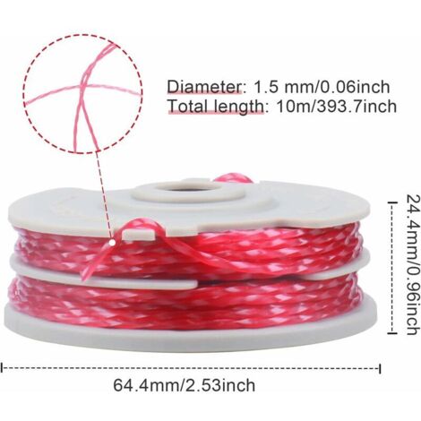 Confezione da 4 bobine di filo per decespugliatore da 10 m, bobina di ricambio per decespugliatori, filo in nylon, compatibile con tutti i decespugliatori, filo per decespugliatore a lunga durata (con