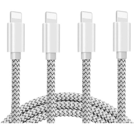 Confezione da 4 cavi di ricarica e sincronizzazione USB in nylon intrecciato da 10 piedi, compatibili con iPhone 11 Pro Max, 11 Pro, 11 XS Max, XR, X, 8, 8 Plus, 7, 7 Plus, 6s, 6s Plus, 6, 6 Plus e al