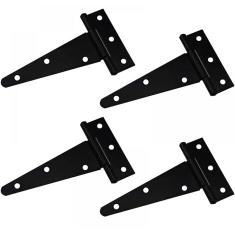 Confezione da 4 cerniere a T, cerniere triangolari zincate, triangolo da 4 pollici, nere, utilizzabili per appendere ante di armadi, cancelli da giardino, scatole di legno, 4 pezzi