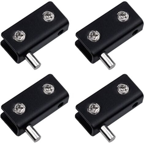 Confezione da 4 cerniere pivotanti, cerniere per porte in vetro senza telaio, nere, clip per porte in vetro in acciaio inossidabile con perno regolabile, kit di ricambio per porte in vetro da 5-6 mm