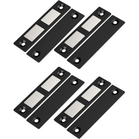 Confezione da 4 chiusure magnetiche ultra sottili per ante di armadi, magneti neri per cassetti, doppia chiusura magnetica per mobili, armadi, credenze, ante di armadi