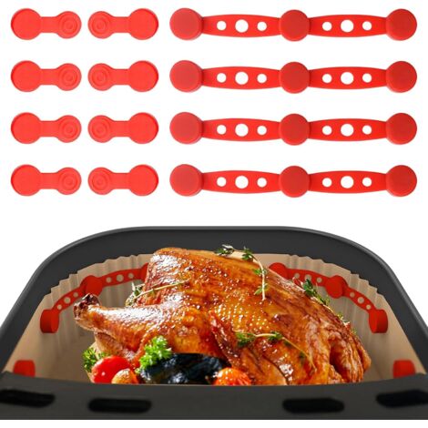 Confezione da 4 clip in silicone per friggitrice ad aria, magneti per friggitrice ad aria per carta da forno, clip riutilizzabili resistenti al calore, supporto per carta da forno antiscivolo