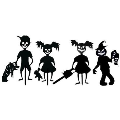 Confezione da 4 decorazioni per cartelli da giardino per Halloween all'aperto, simpatici paletti in metallo da giardino per ragazza zombi fantasma, cartello per dolcetto o scherzetto con oggetti di sc