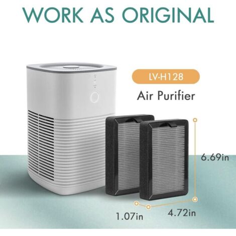 Confezione da 4 filtri di ricambio per purificatori d'aria LEVOIT LV-H128/PUURVSAS (HM669A) / ROVACS (RV60): filtro HEPA 3 in 1, filtro a carboni attivi e pre-filtro.