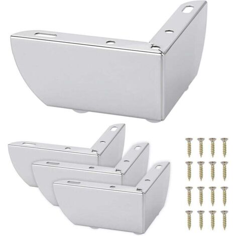 Confezione da 4 gambe in metallo per divani da 5,5 cm, gambe per mobili, gambe per tavoli, gambe solide per divani moderni, per la sostituzione fai da te (argento)