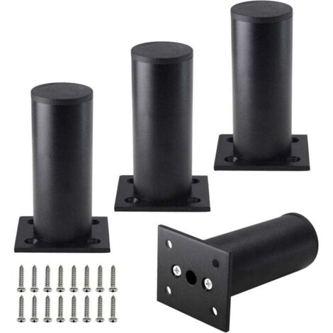 Confezione da 4 gambe per mobili da 4 pollici, gambe regolabili in lega di alluminio per mobili, piedini di supporto rotondi in metallo per divani, per cucina, tavolo, armadio, scaffali, diametro 1,5