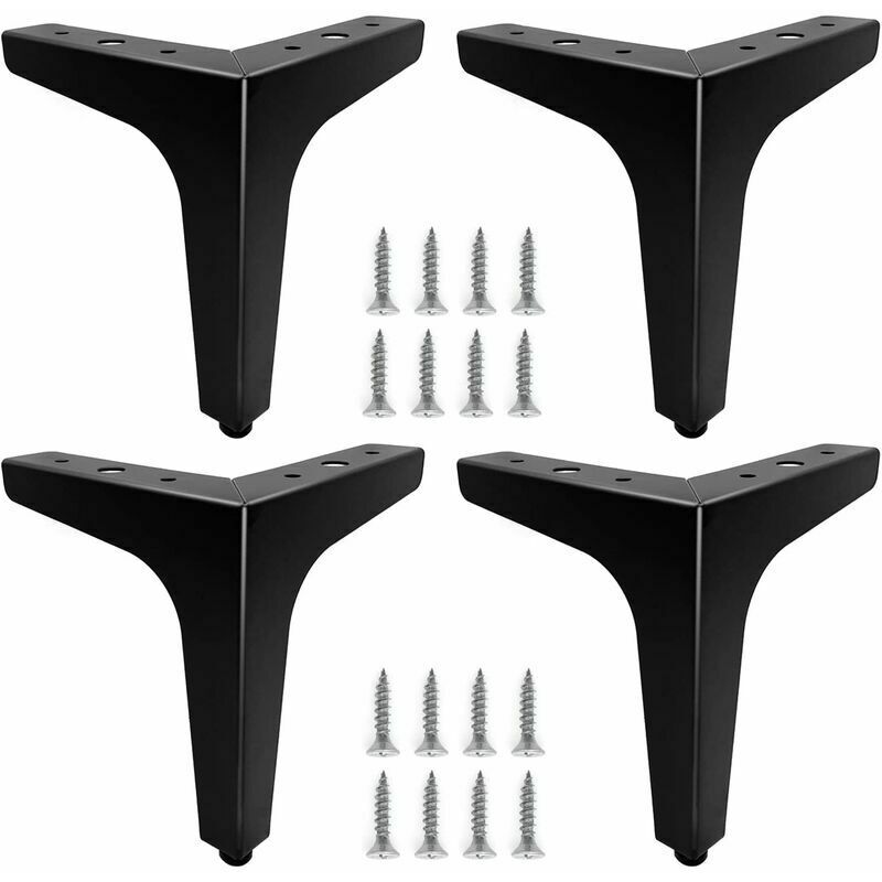 Confezione da 4 gambe per mobili in metallo nero