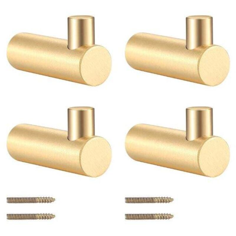 Image of XVX - Confezione da 4 ganci appendiabiti da parete in ottone, appendiabiti dorato, appendiabiti per appendere sciarpe, cappelli, borse portaoggetti,