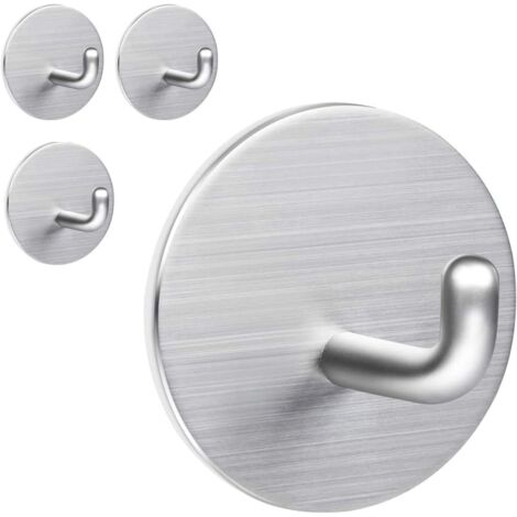 Confezione da 4 ganci autoadesivi resistenti per appendere salviette, ganci impermeabili per bagno, ganci da parete rimovibili senza chiodi, acciaio inossidabile argento-RAPANDA