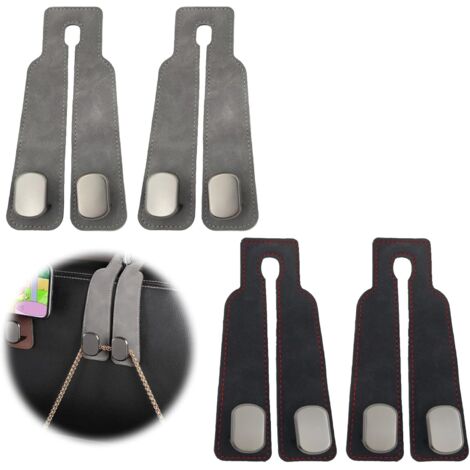 Confezione da 4 ganci doppi per sedile posteriore auto, ganci portaoggetti per sedile posteriore auto per borse da auto, borsette, borsette, nero e grigio