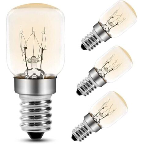 Confezione da 4 lampadine E14 da 25W per forno, microonde e lampada di sale, 300°C, bianco caldo 2700K, dimmerabili