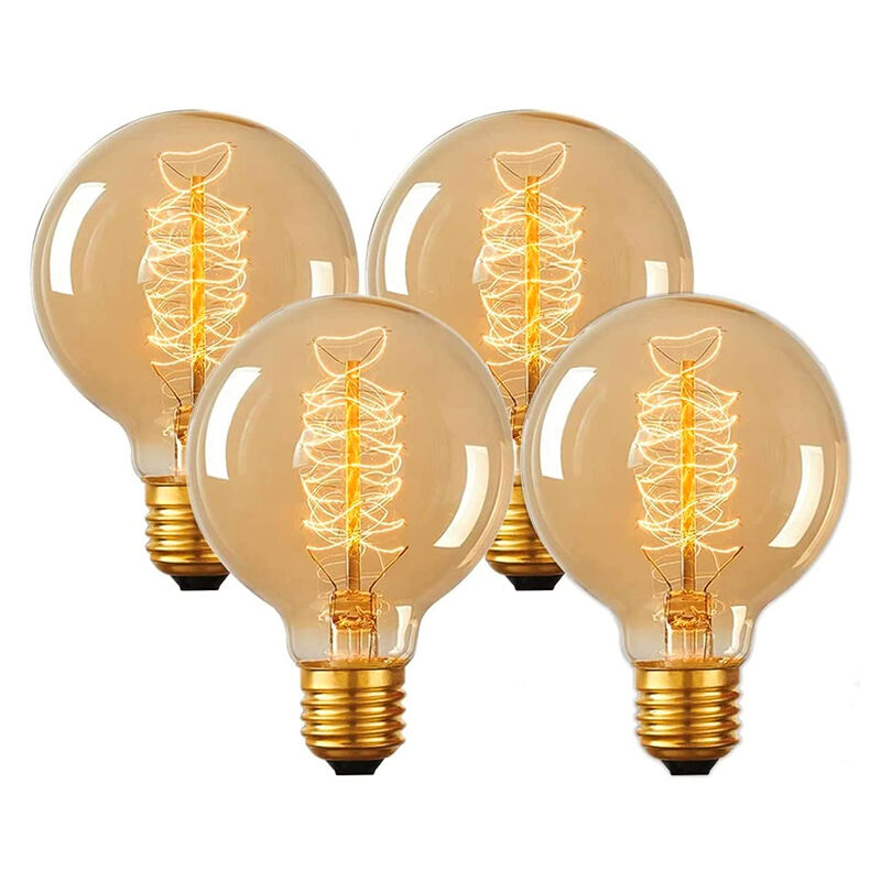Image of Confezione da 4 lampadine Edison retrò E27 110 v 60 w 64 a G80 E26 filamento vintage lampada a spirale a incandescenza 4 pezzi