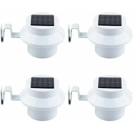 Confezione da 4 luci solari a LED per grondaie (bianco/nero), luci solari da parete notturne, luci per recinzioni e luci per grondaie.