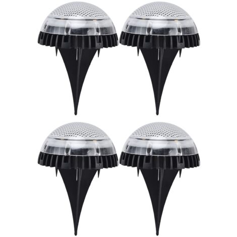 Confezione da 4 luci solari da giardino 8 LED da terra per esterni per marciapiede, cortile, prato, patio, sentiero, passerella, cortile, luce bianca