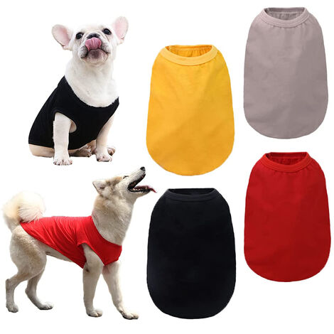 Vestiti cani estivi QiCheng & LYS Maglietta cotone cane Maglie per cani taglia piccola 2 pezzi Grigio/Blu, M t shirt cane 100% cotone