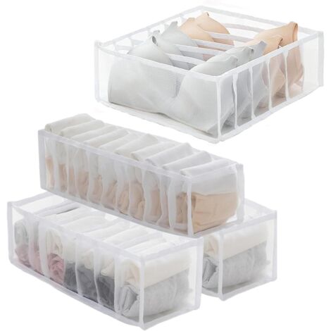 Confezione da 4 organizer pieghevoli per biancheria intima - Organizer per cassetti - Organizer per armadio - Scatole portaoggetti per biancheria intima, calzini, cravatte, cinture