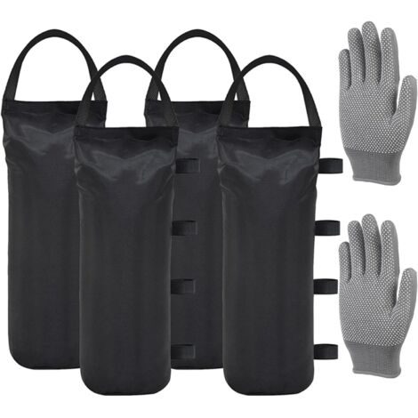 Confezione da 4 pesi per gazebo, sacchi di sabbia spessi con guanti, impermeabili e robusti, per tende, trampolini, senza riempimento di sabbia, accessori pratici per attività all'aperto (50 x 20 cm)