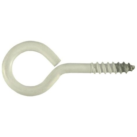 CONFEZIONE DA 4 PEZZI - OCCHIOLI AD ANELLO FILETTATI 4,0x30x14MM - IN ACCIAIO ZINCATO VERNICIATO BIANCO
