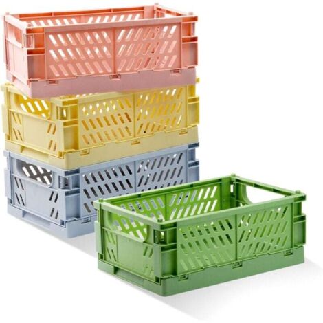 Confezione da 4 piccoli contenitori colorati per camera da letto, ufficio, aula, bagno, scrivania, cassetto, organizer decorativo (9,8 x 6,5 x 3,8 pollici)