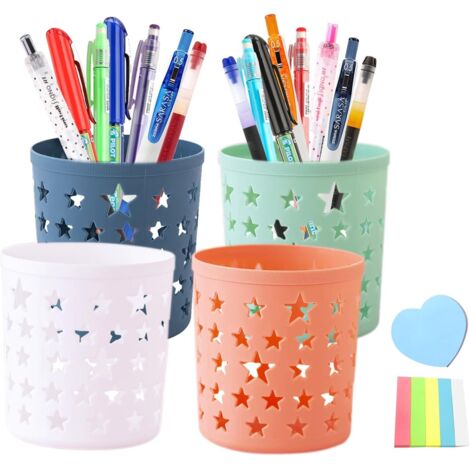 Confezione da 4 portapenne a forma di stella, portapennelli da trucco multifunzionale, organizer da scrivania, portaoggetti per cancelleria con post-it, casa, classe