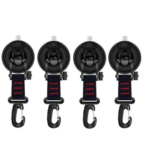 Confezione da 4 potenti ganci a ventosa per tende da auto, tendalini laterali, barche, campeggio, teloni, tende (fibbia rotonda)