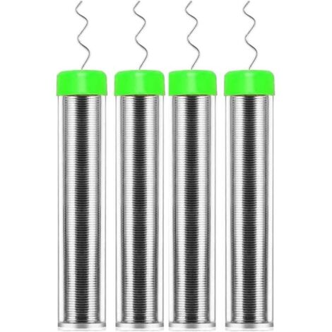 Confezione da 4 rocchetti di stagno da 0,8 mm, con anima in colofonia senza piombo, stagno e flussante per la riparazione di componenti elettrici e progetti fai-da-te.