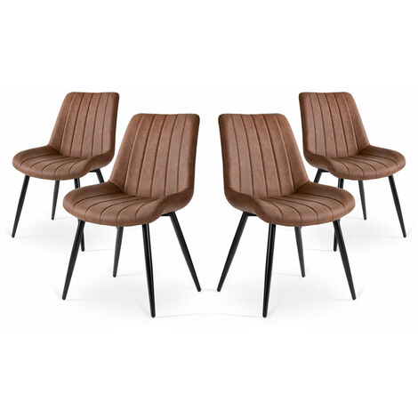 MC HAUS Confezione da 4 sedie da pranzo, ufficio o salotto con schienale imbottito, brown, stile elegante