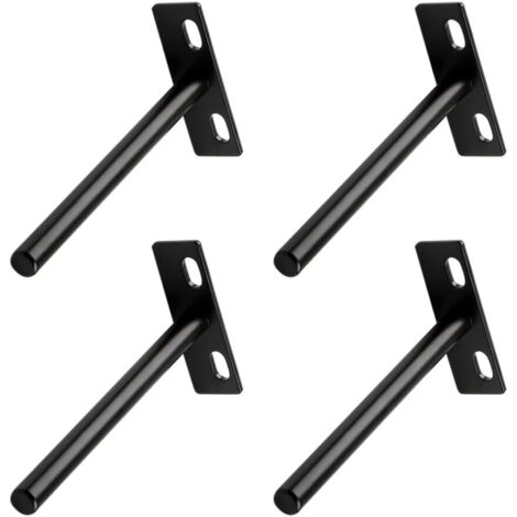 Confezione da 4 staffe per mensole galleggianti invisibili a forma di T nere resistenti per mensole in legno nascoste