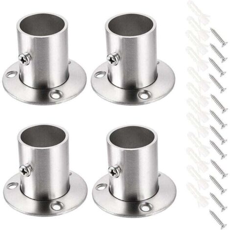 Confezione da 4 supporti per asta flangiata in acciaio inossidabile, staffa per tubo da parete con viti per asta per tenda da doccia (adatta a 25 mm/1'')