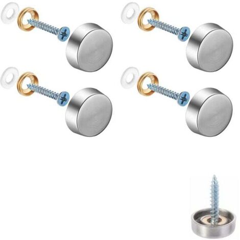 Confezione da 4 viti decorative per specchi, cappucci per chiodi decorativi, viti decorative in acciaio inossidabile lucidato per specchi, vetrine o mobili (0,63 pollici/16 mm)