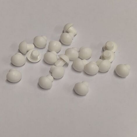 CONFEZIONE DA 40 PEZZI -  PARACOLPI MORBIDI BOMBATI Ø5MM - IN PLASTICA COLORE BIANCO