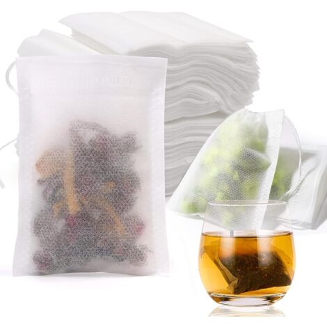 Confezione da 400 bustine di tè monouso con coulisse, bustine di tè per tè sfuso 7×9 cm, bustine di tè riutilizzabili, per tè sfuso, caffè, tè ai fiori, erbe aromatiche, spezie, lavanda