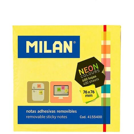 Confezione da 400 foglietti adesivi 76x76mm Milano colori fluo