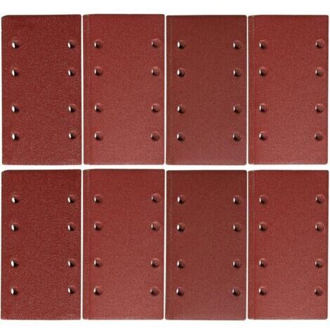 Confezione da 48 fogli abrasivi per levigatrice orbitale 93 x 185 mm Carta vetrata 8 fori Grana 40 60 80 120 180 240 320 400