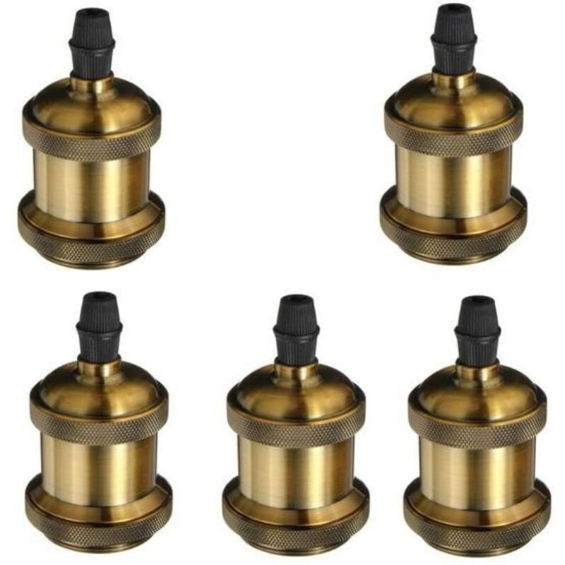 Confezione da 5 adattatori per portalampada Edison vintage E27, stile retrò vintage per lampadari, senza fili, in rame, 110-240 V