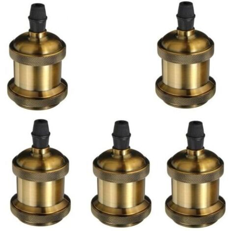 Confezione da 5 adattatori per portalampada Edison vintage E27, stile retrò vintage per lampadari, senza fili, in rame, 110-240 V