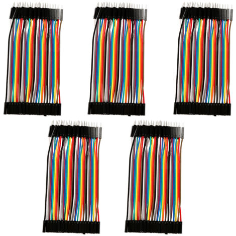 Confezione da 5 cavi di collegamento colorati da 11,5 cm, 40 pin maschio-femmina, per breadboard.
