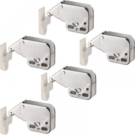 Confezione da 5 chiusure a molla per ante di mobili, apertura automatica a pressione, chiusure per ante a battente, chiusure in acciaio nichelato 37 x 29 x 11 mm