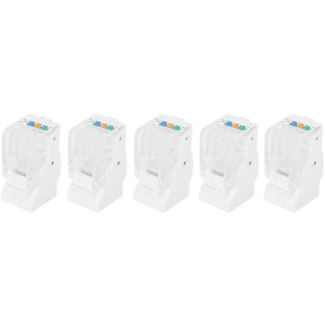 Confezione da 5 connettori CAT3 RJ11, connettori telefonici modulari, connettore 6P4C AWG26. Adatti per applicazioni telefoniche, fax e voce nei sistemi di cablaggio.